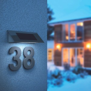 Basi Solar-Wandleuchte SWL 60 für Hausnummern mit 4 Weißen LEDs Material Ist aus Edelstahl