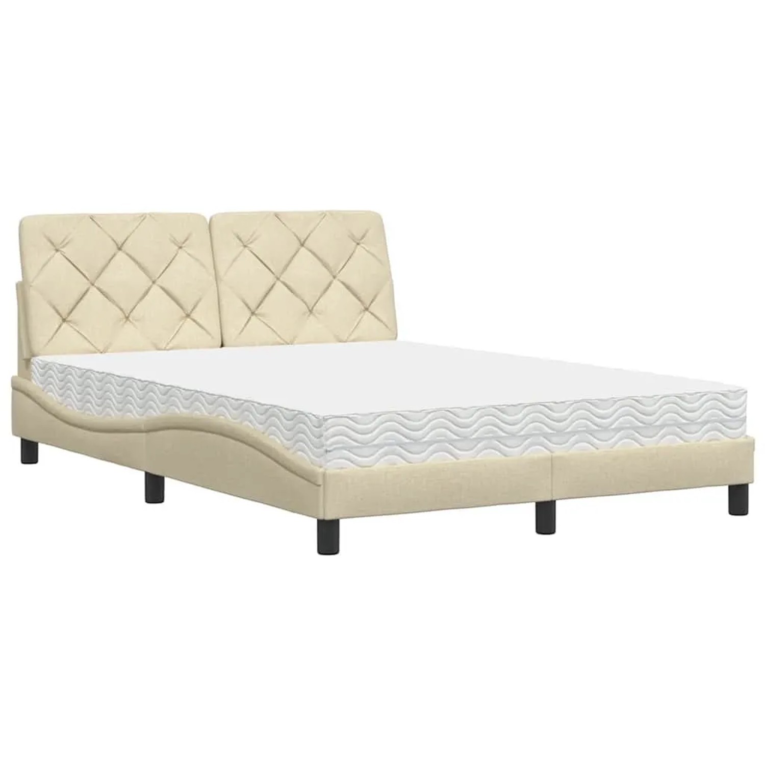 vidaXL Bett mit Matratze Creme 140x190 cm Stoff 3310739