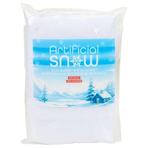 Verpackte weiße Schneedecke aus Polyester, 80x120 cm, für Weihnachtsdekoration. Aufschrift: Artificial Snow.