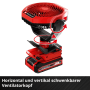 Einhell Akku-Ventilator GC-CF 18/110 Li-Solo, roter Akku-Lüfter mit schwenkbarem Kopf.