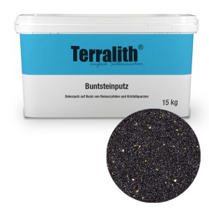 Terralith Buntsteinputz Mosaikputz, 1mm, 15kg, grau-schwarz. Dekorputz für Innen & Außen.