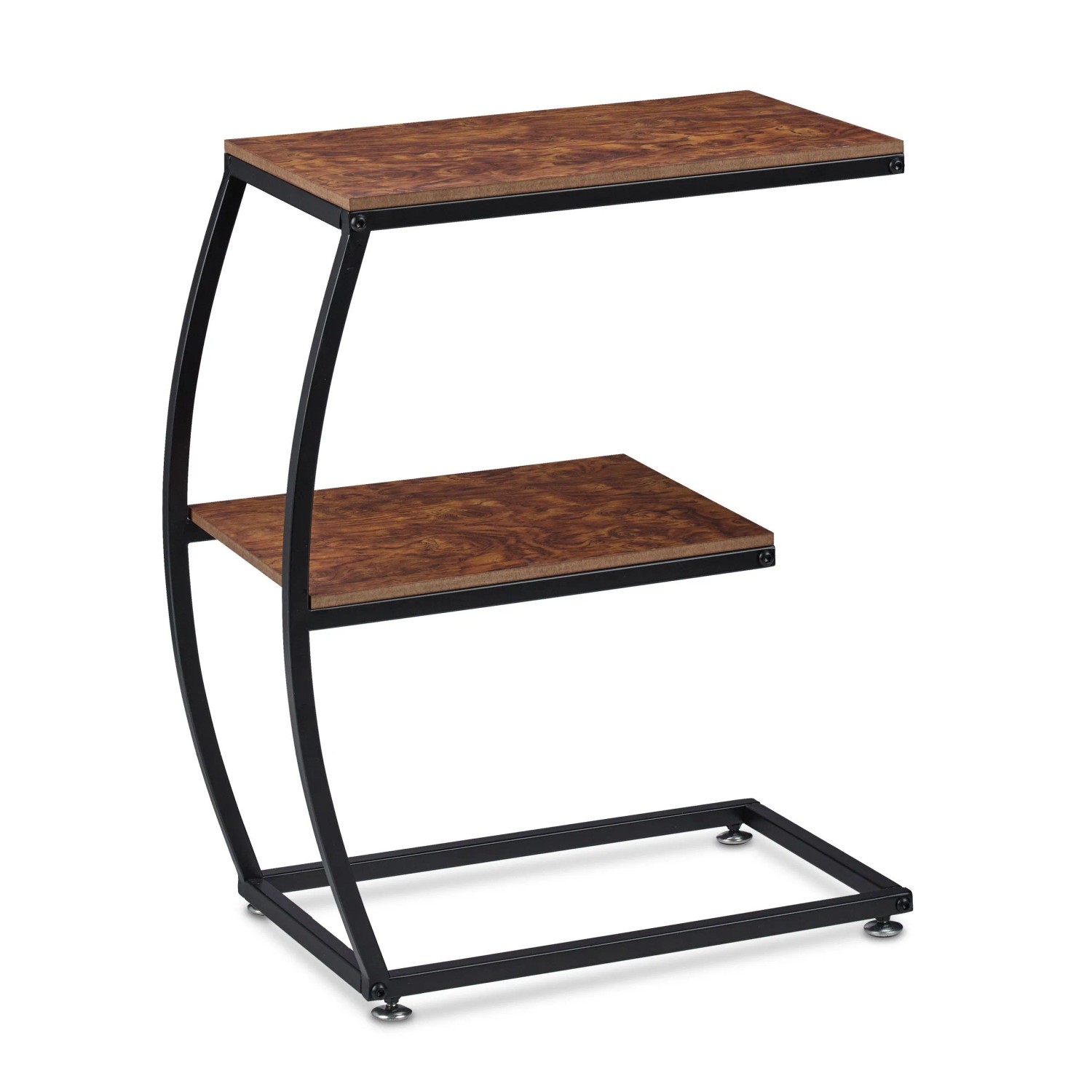 Relaxdays Beistelltisch Metall MDF Dunkelbraun 2 Ablagen 57,5 cm x 47,5 cm x 25 cm 2,9 kg
