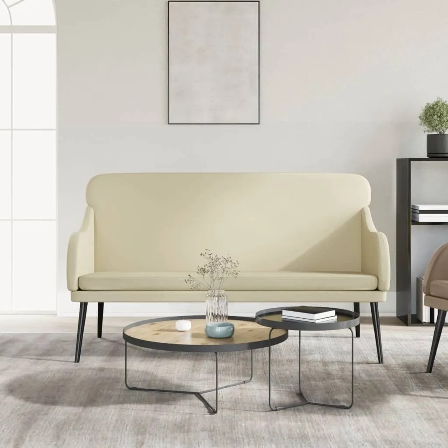 vidaXL Sitzbank Creme 110x76x80 cm Kunstleder 351431_2