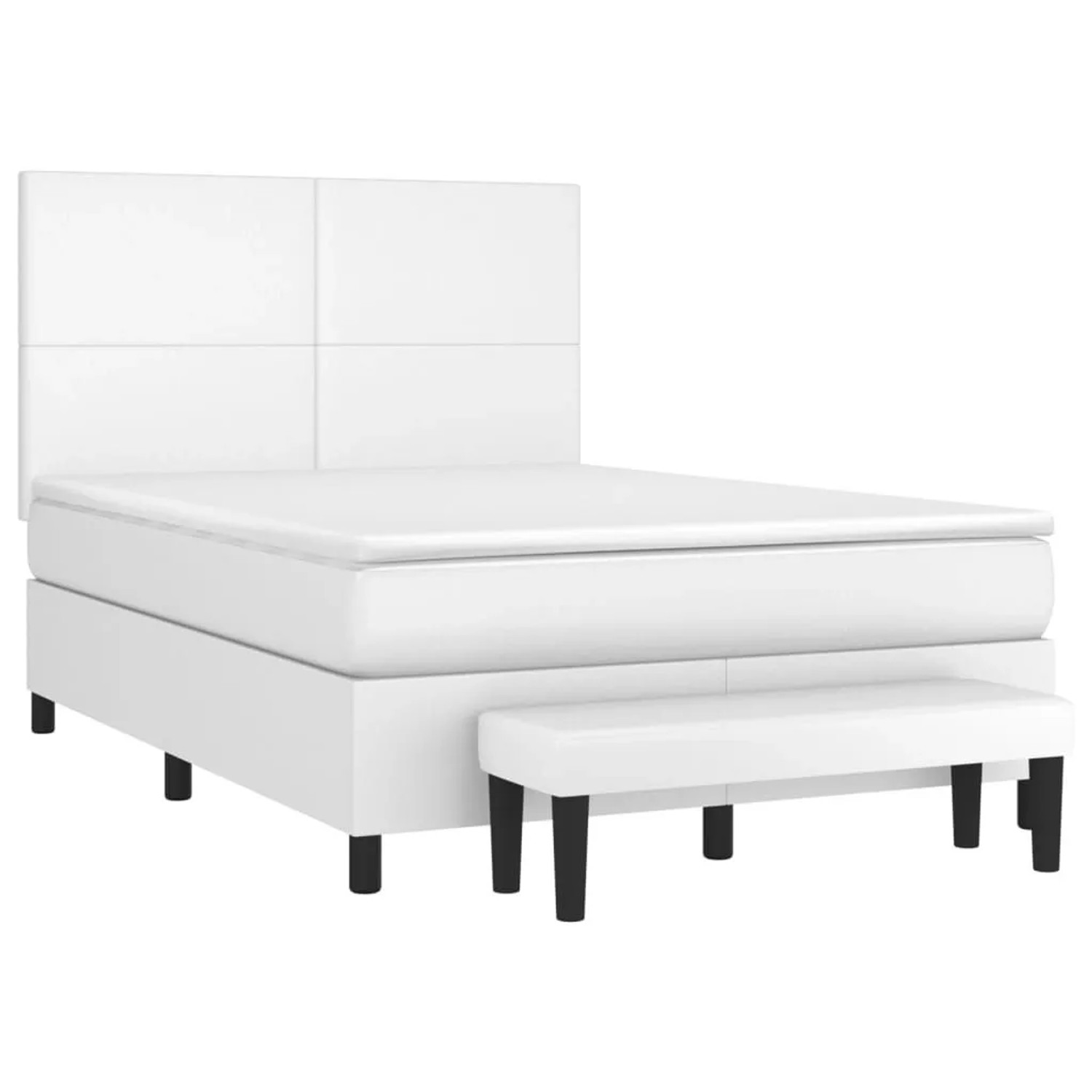 vidaXL Boxspringbett mit Matratze Weiß 140x190 cm Kunstleder 3137540 günstig online kaufen
