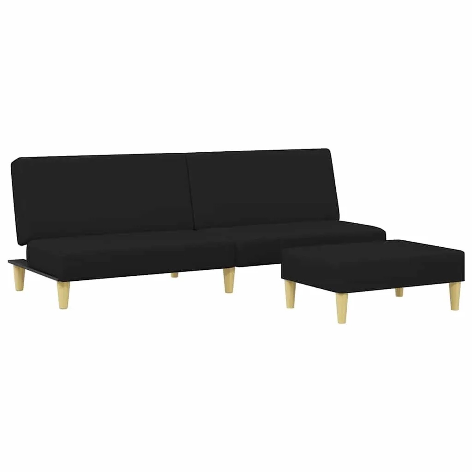 vidaXL Schlafsofa 2-Sitzer mit Fußhocker Schwarz Stoff 3216226 günstig online kaufen