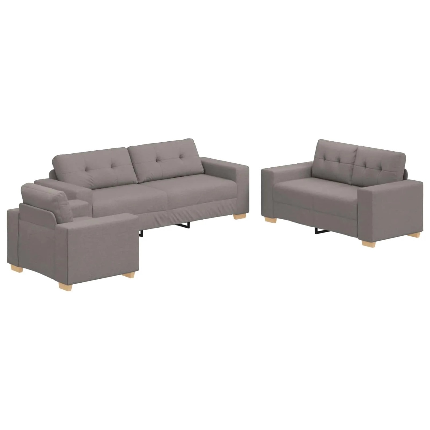 vidaXL Sofa 3 Stk Taupe 221 x 80 x 80 cm Leinenmischgewebe 3324634
