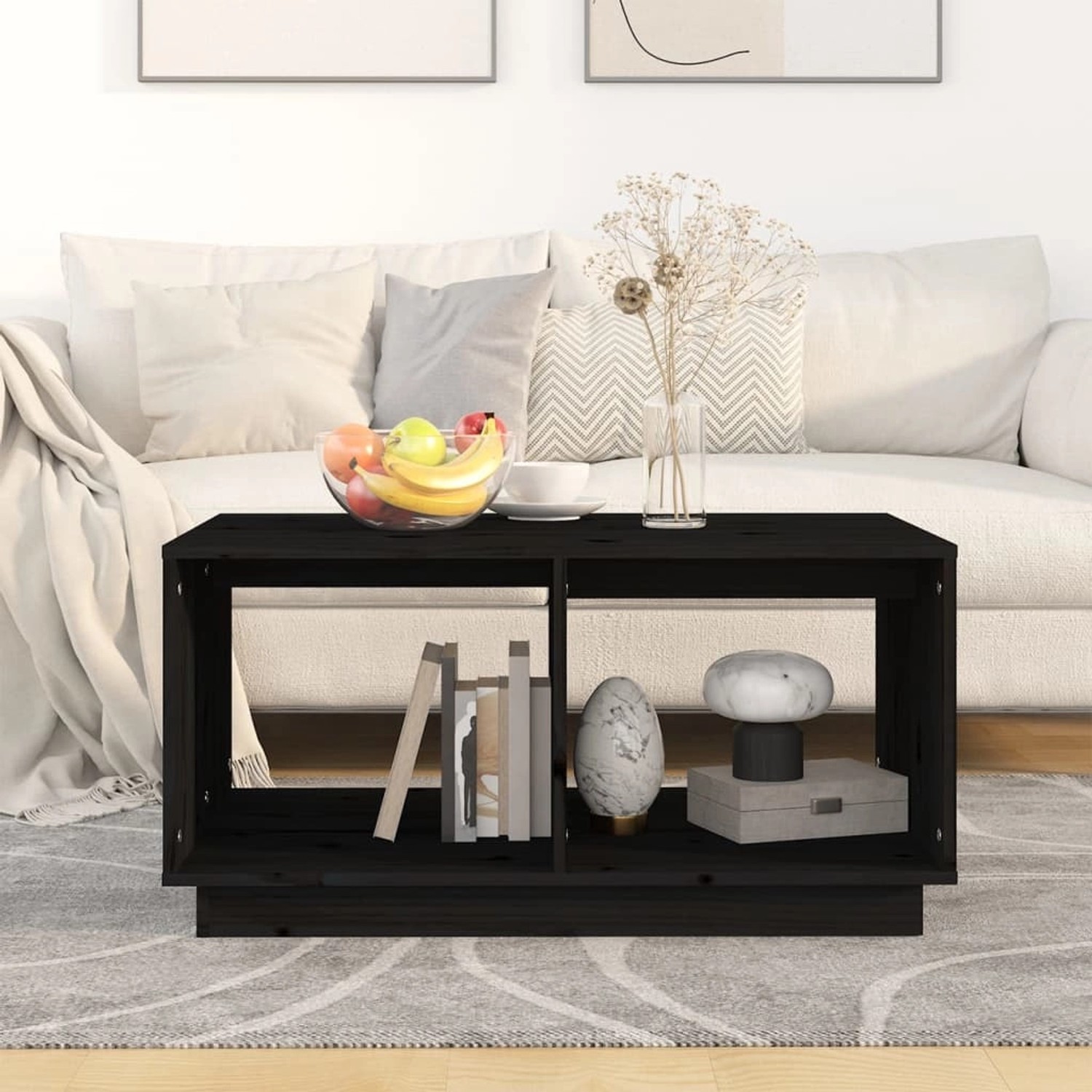 vidaxl couchtisch schwarz 80x50x40 cm massivholz kiefer modell 3