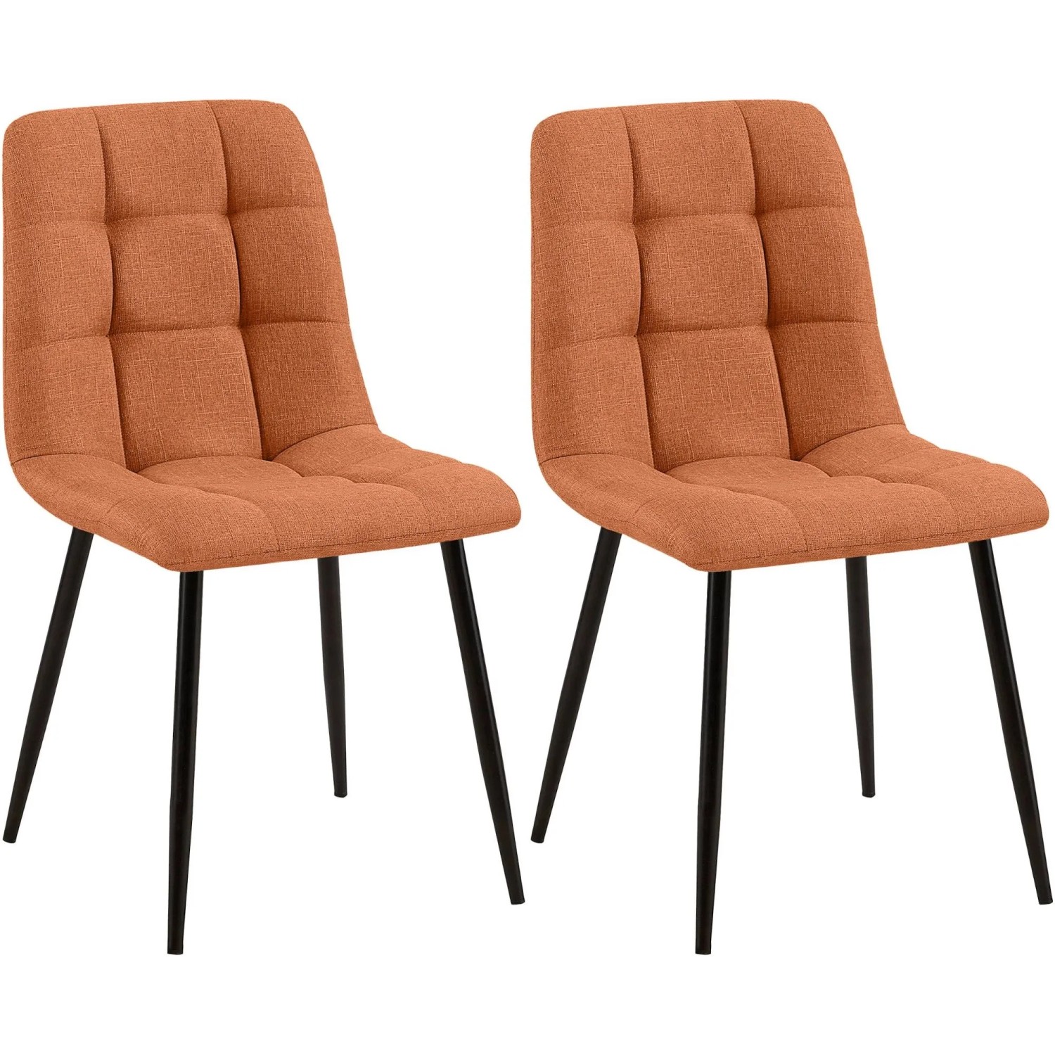 DELUKE 2er Set Esszimmerstuhl FIGAD Stoff Orange 45x55x84cm Essstühle Esszimmerstühle Küchenstühle Wohnzimmerstühle