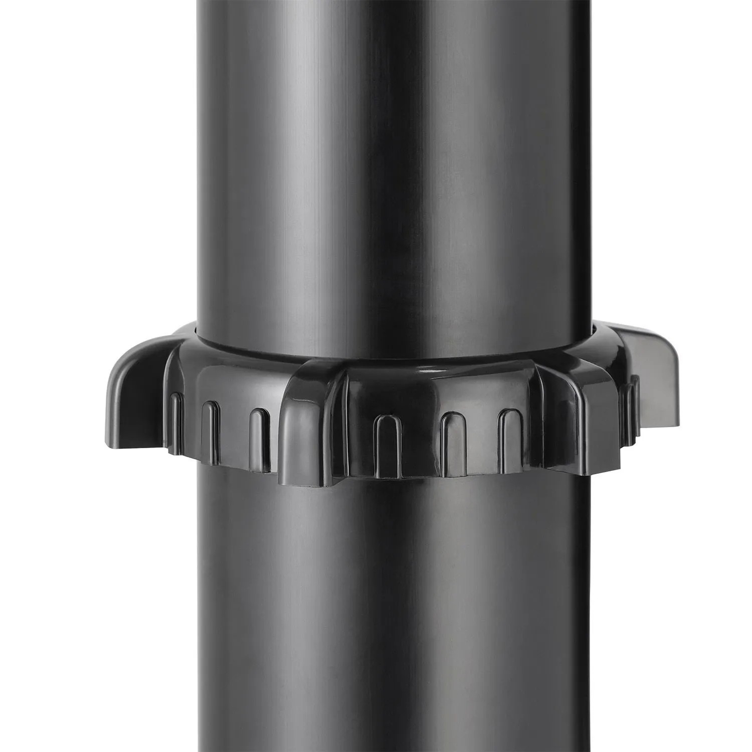 Detailaufnahme: Schwarze Juskys Solardusche Victoria, Fokus auf Temperaturregler.
