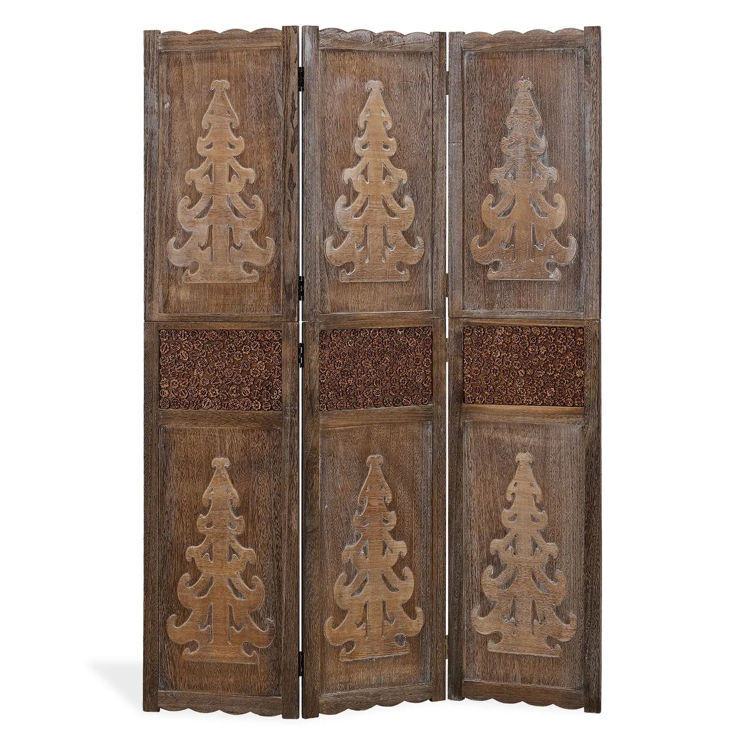 Homestyle4u 3-tlg. Paravent in Braun 120x170 cm 1890