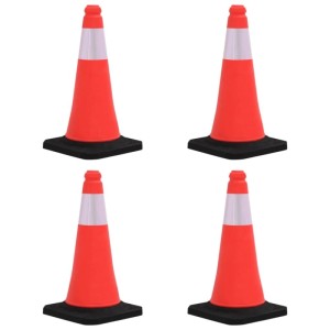 4er Set DELUKE Leitkegel, 50cm, rot mit Reflexstreifen, schwere Ausführung für Straßen und Baustellen.