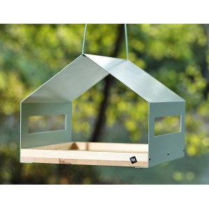 WONDERMAKE Design Vogelhaus cibarium6 zum Aufhängen, mint-türkis Dach und Holztablett.