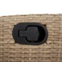 Detailaufnahme: Verstellbarer Griff am beigen Poly Rattan Gartenstuhl der vidaXL Essgruppe.