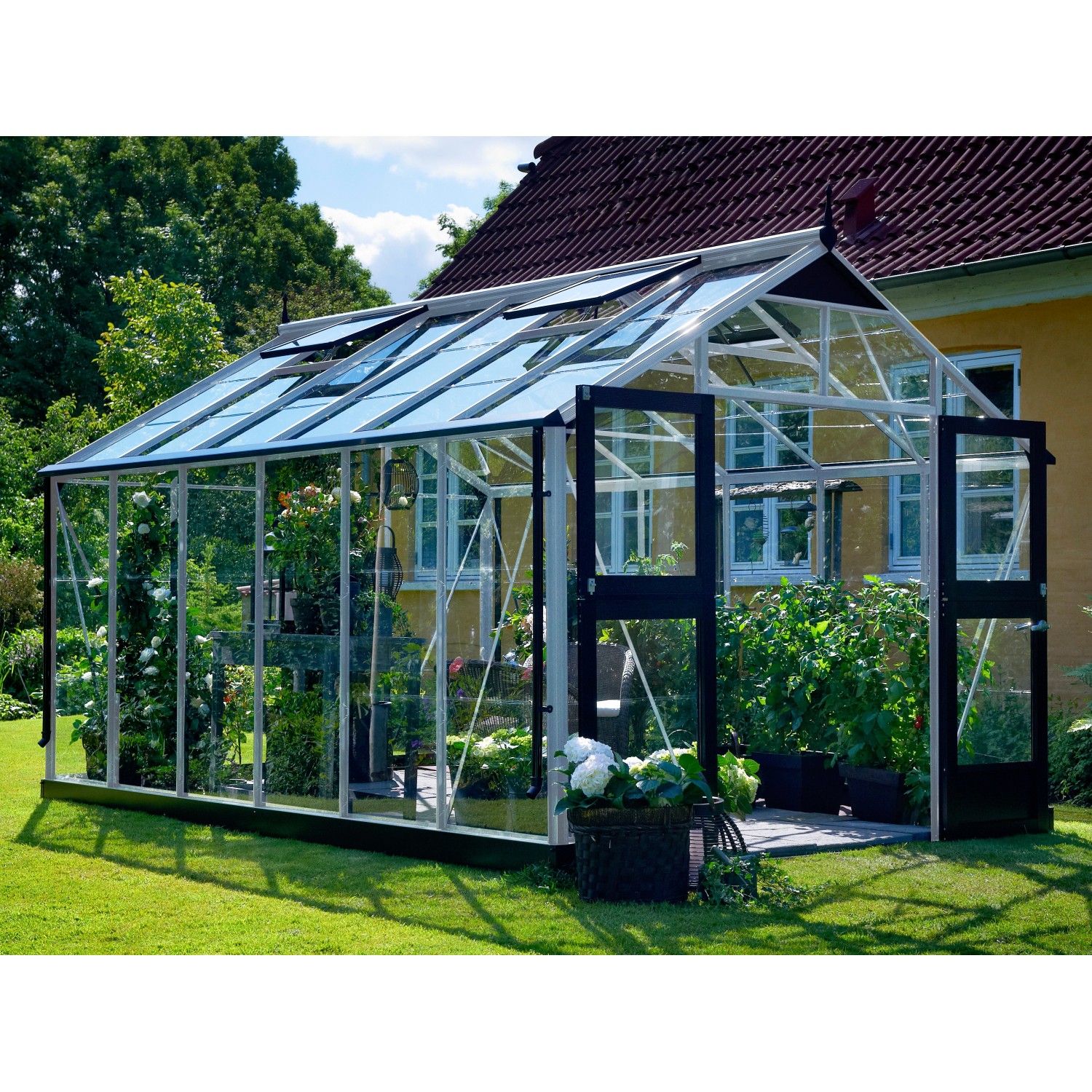 Juliana Gewächshaus Premium 13 m² 3 mm Sicherheitsglas Alu/Schwarz