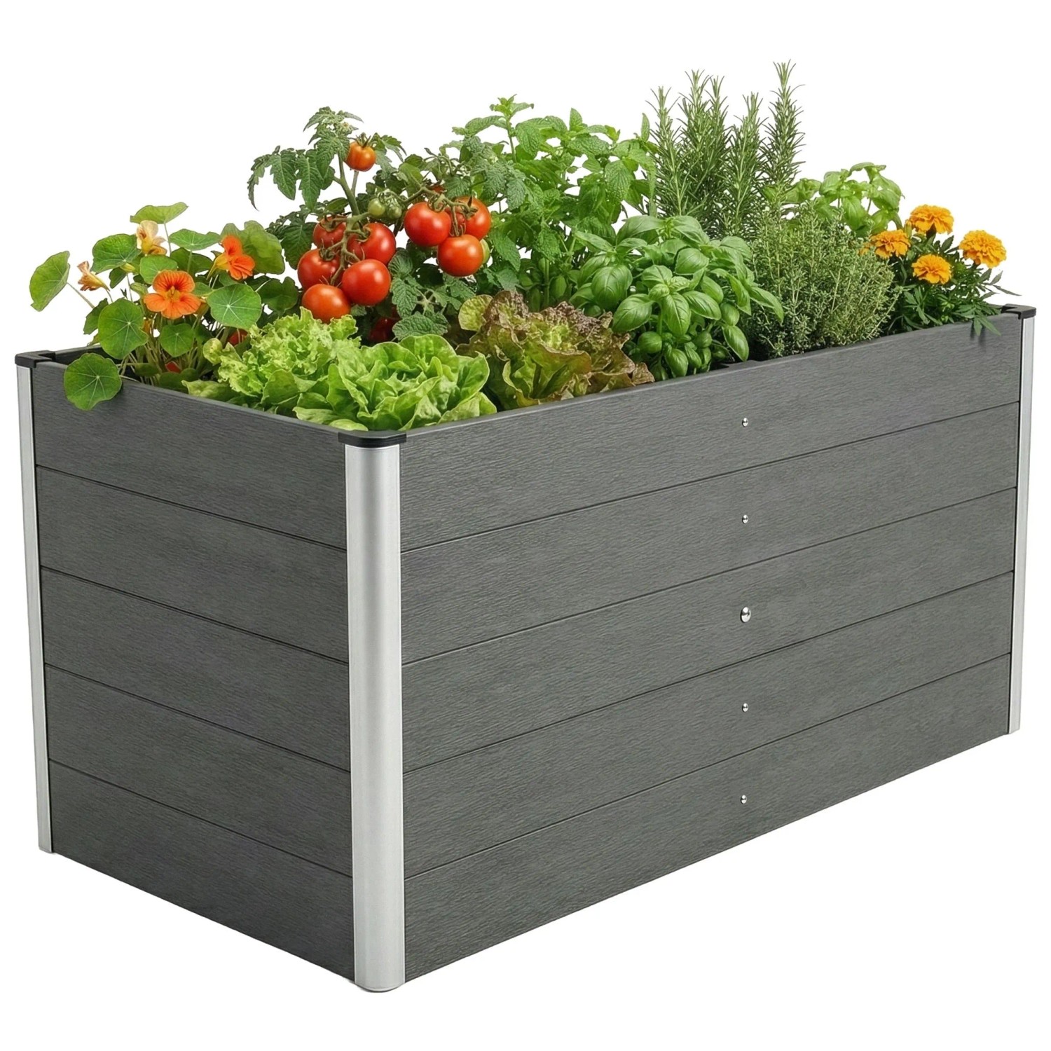 Floordirekt WPC Hochbeet Delos Extra Robust Stützstange Anthrazit 150 x 70 x 75 cm