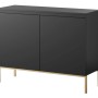 Schwarzes Selsey Sideboard Bemmi 100 cm mit grifflosen Türen und eleganten goldenen Beinen. Moderne Kommode für Stauraum.