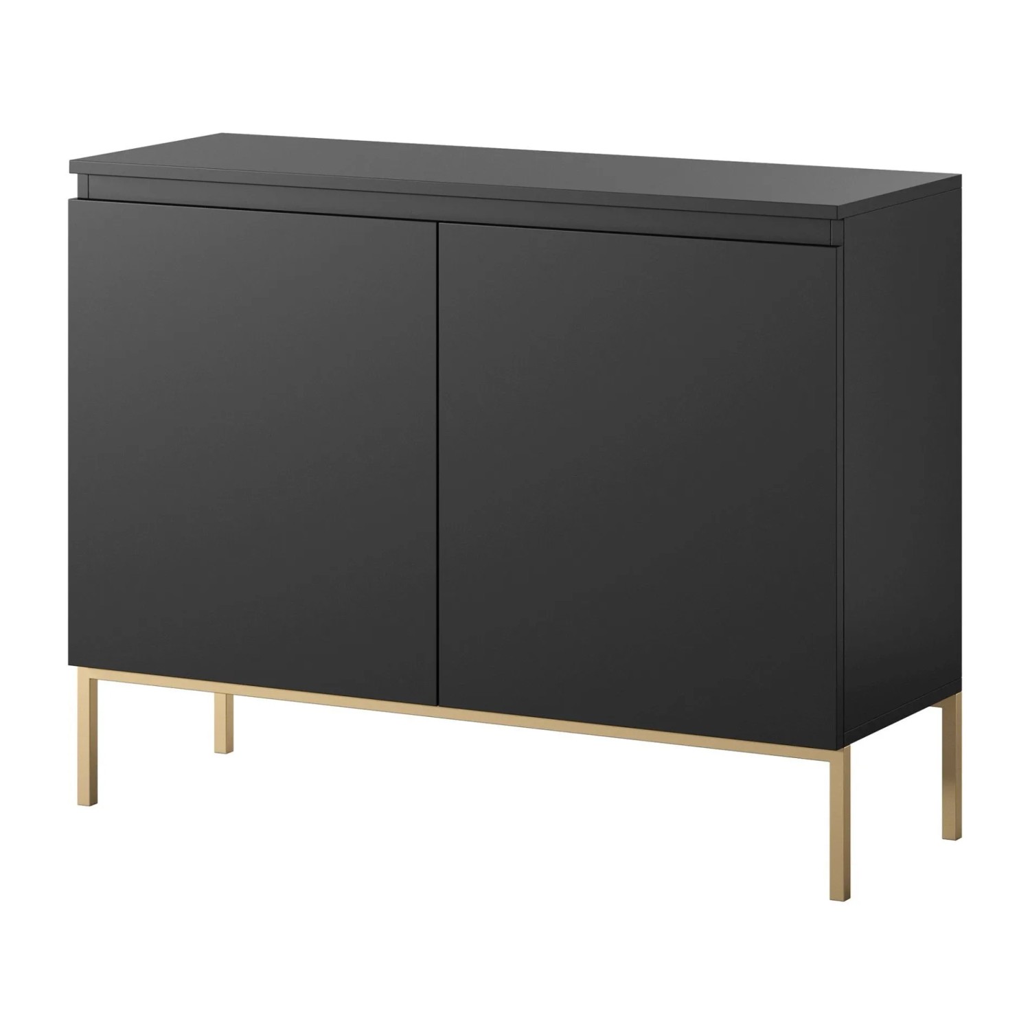 Selsey Sideboard Bemmi 100 cm Schwarz mit Goldenen Beinen