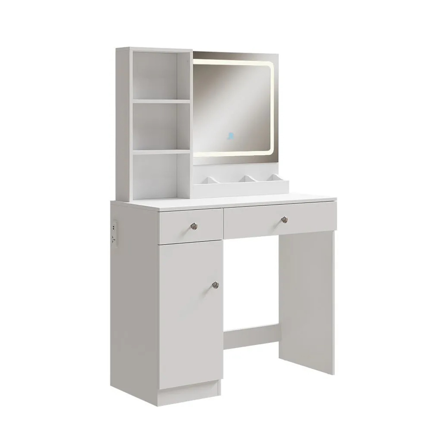 Vicco Schminktisch Silvia Weiß 90 x 140 mit LED-Spiegel