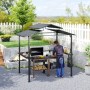 Schwarzer Outsunny Grillpavillon aus Metall mit Regalen und Grill unter dem Dach.