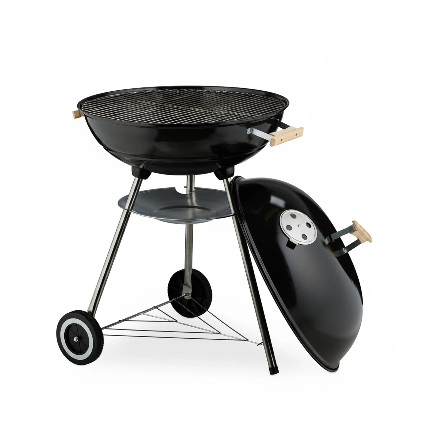 Relaxdays Kugelgrill Stahl Schwarz XL Fahrbar mit Deckel 94 cm x 57 cm x 68 cm 6,8 kg