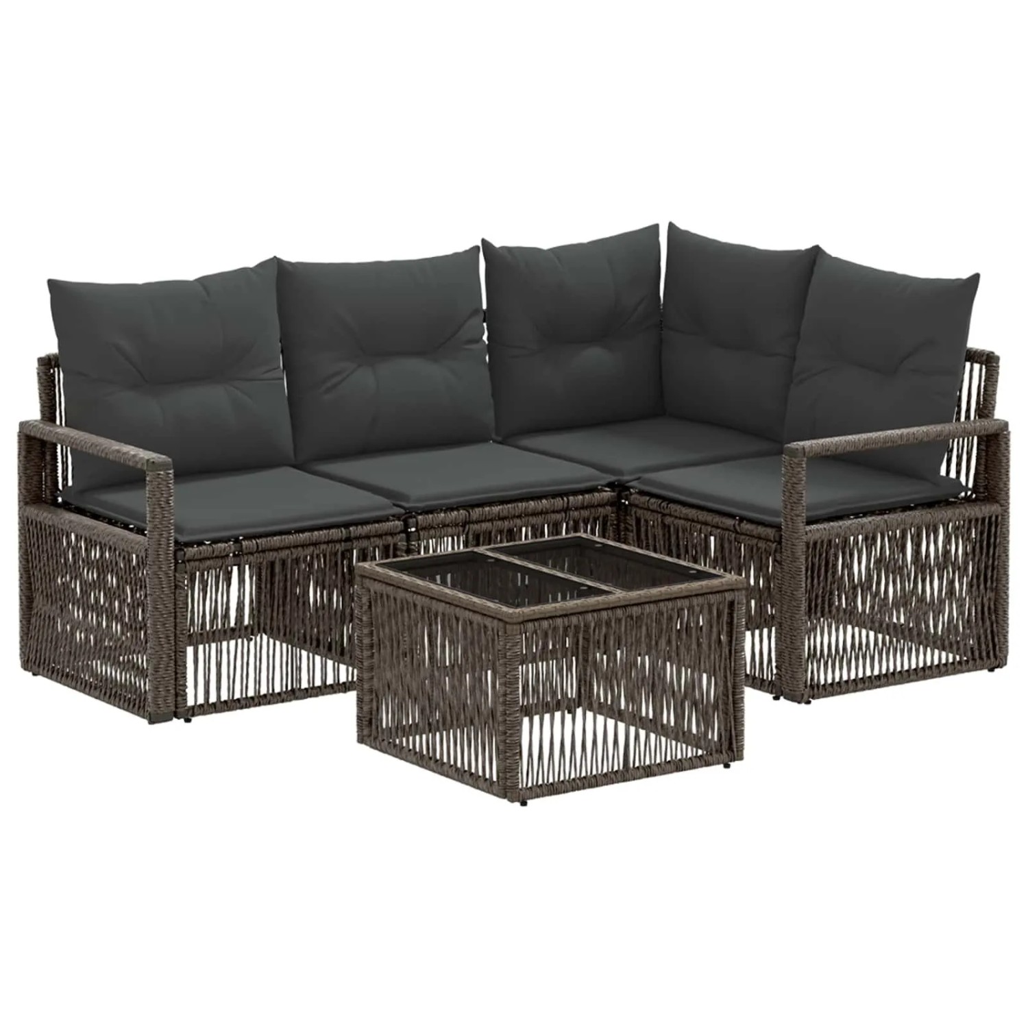 vidaXL Gartensofa-Set 5-Tlg Grau Poly-Rattan 3435707