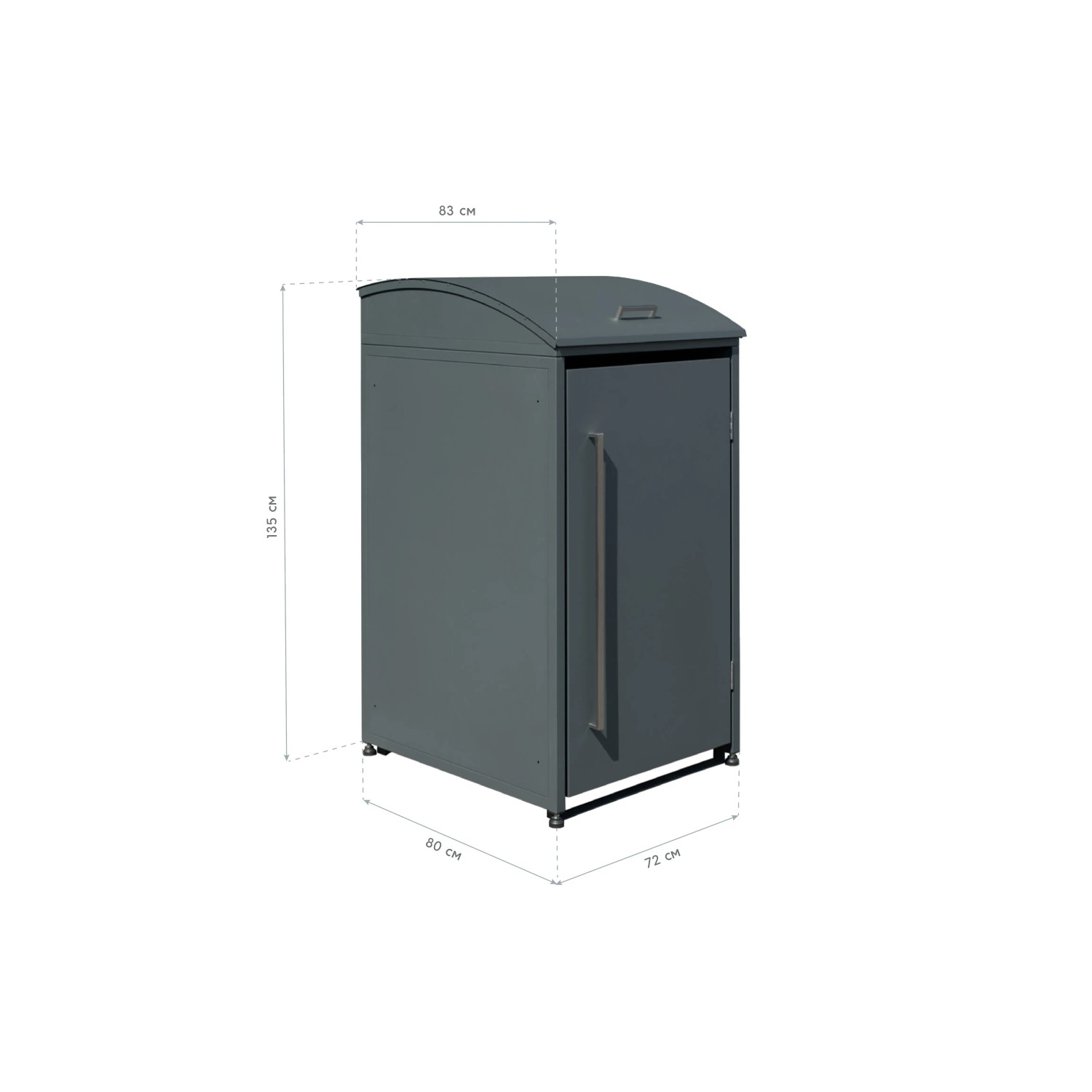 Westmann Mülltonnenbox Moderna, anthrazit, für 240L Tonne, mit Maßangaben.