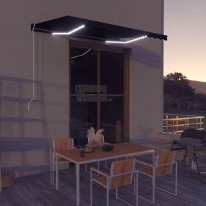 vidaXL Markise Manuell Einziehbar mit LED 350x250 cm Anthrazit 3051244