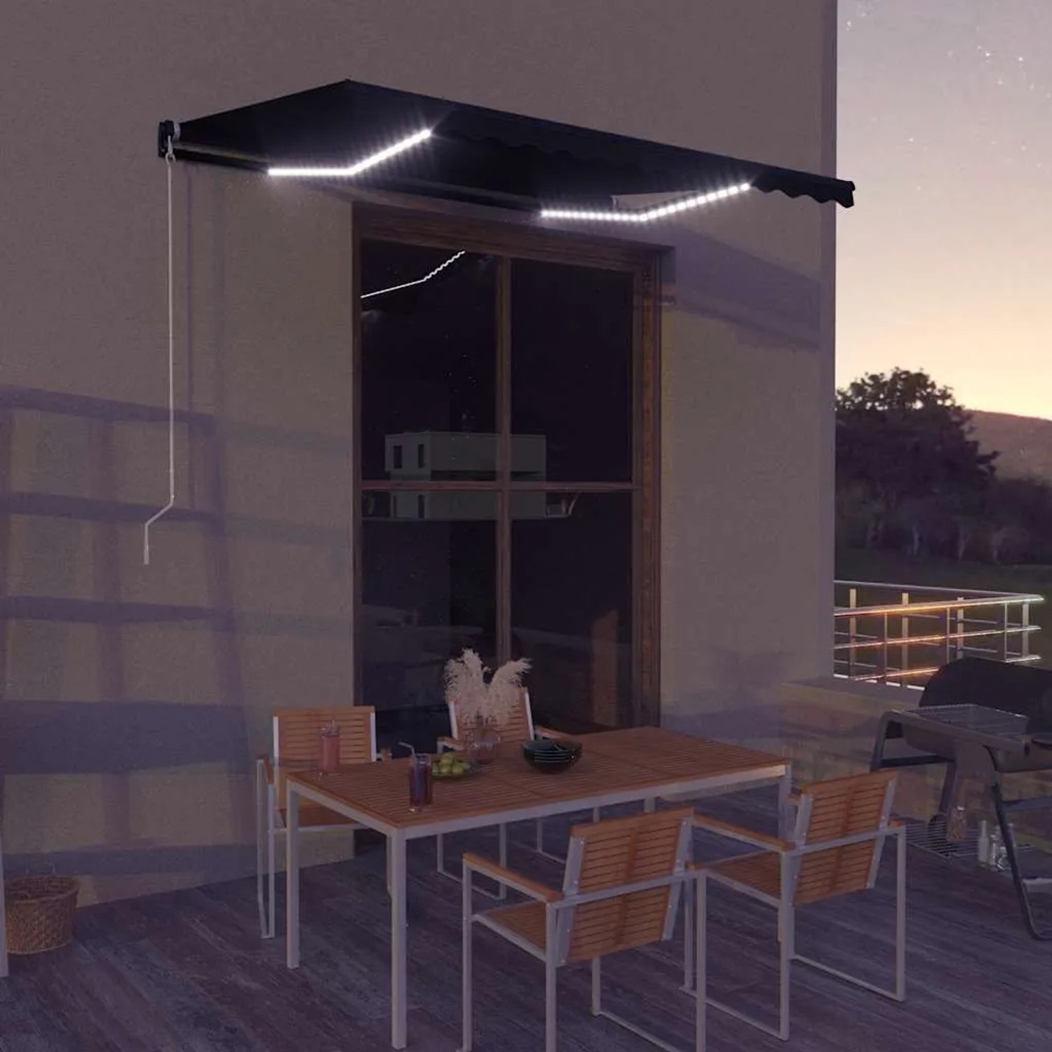 vidaXL Markise Manuell Einziehbar mit LED 350x250 cm Anthrazit 3051244_2