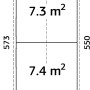 Grundriss Palmako Dan Holz-Gartenhaus: 2 Räume, Satteldach, 273x550cm. Ideal zur Aufbewahrung im Garten.