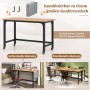 Costway Schreibtisch Natur mit Rollen, schwarzem Metallgestell. Mobil als Computertisch oder kombinierbar zum Konferenztisch.