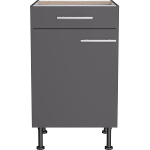 Optifit Unterschrank Ingvar420, 50 cm, Anthrazit Matt mit Schublade und Tür.