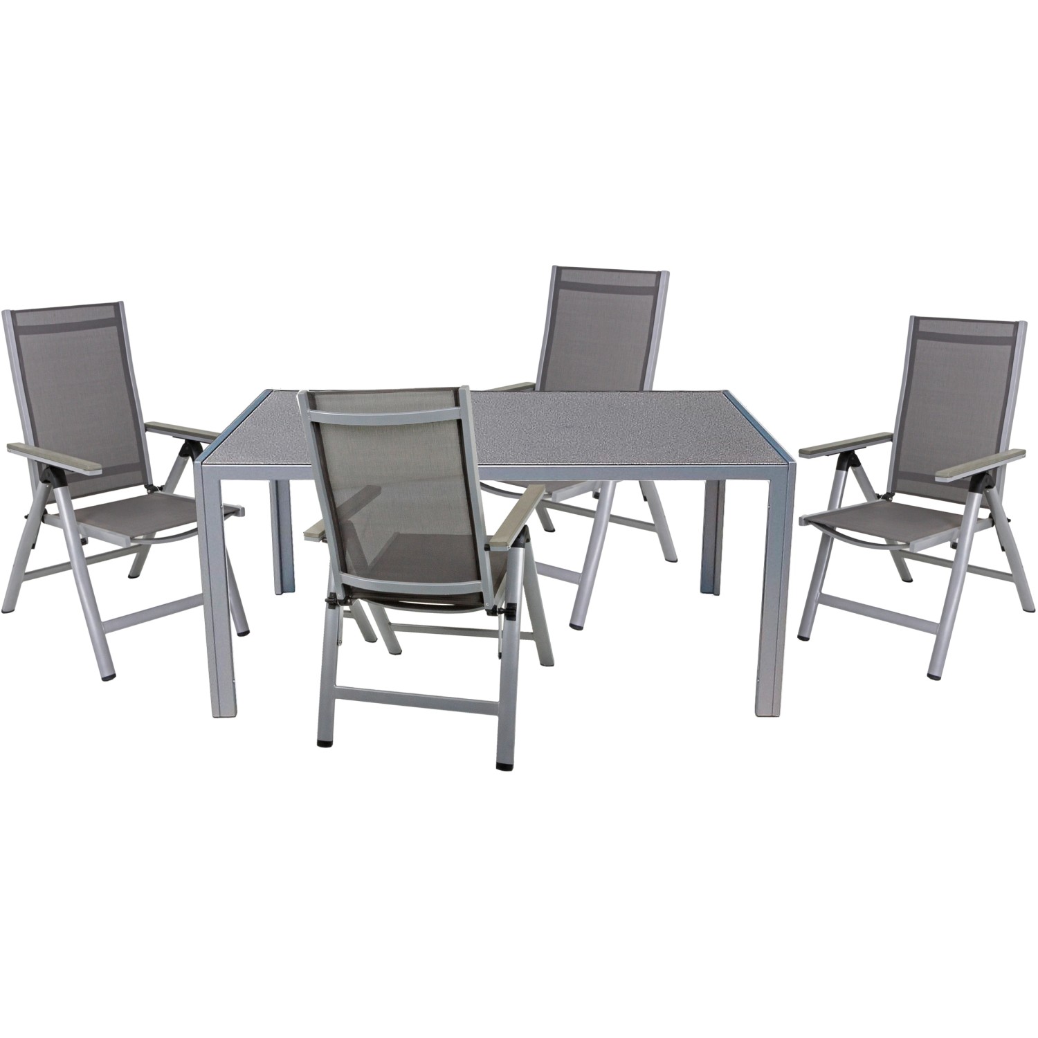 Garden Pleasure Gartenmöbel-Set Grace 5-teilig mit Hochlehnern Grau