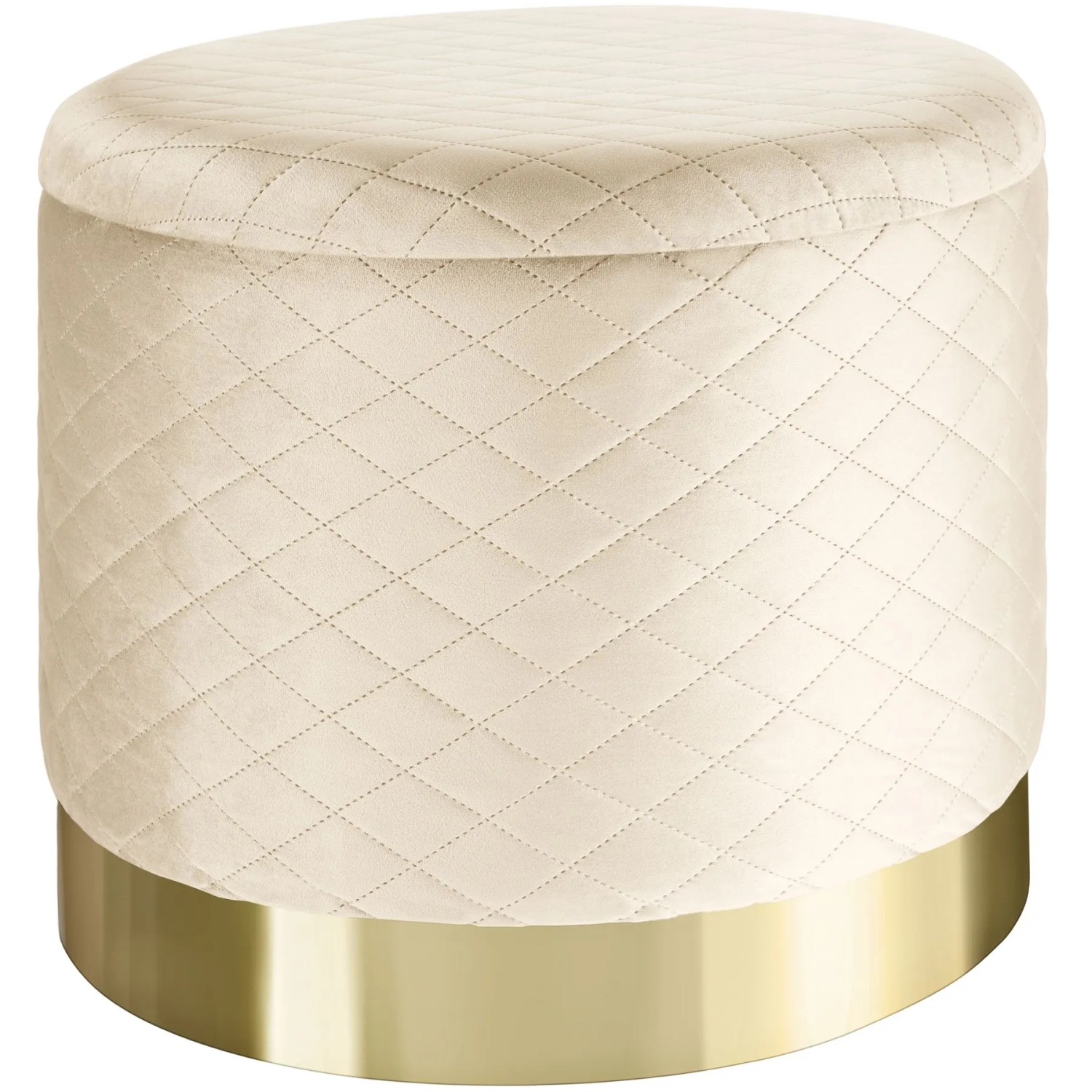 Tectake Sitzhocker Mit Stauraum Coco Rund 51 x 44 5 cm  51 x 51 x 44 50 cm Creme