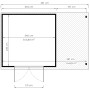 Skizze Bertilo Elementgartenhaus Alster 4 Plus XL: Maße 385x239 cm, inkl. Unterstand.