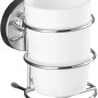 Wenko Vacuum-Loc Zahnputzbecher Milazzo, 2er Set, Chrom, zur Wandmontage.