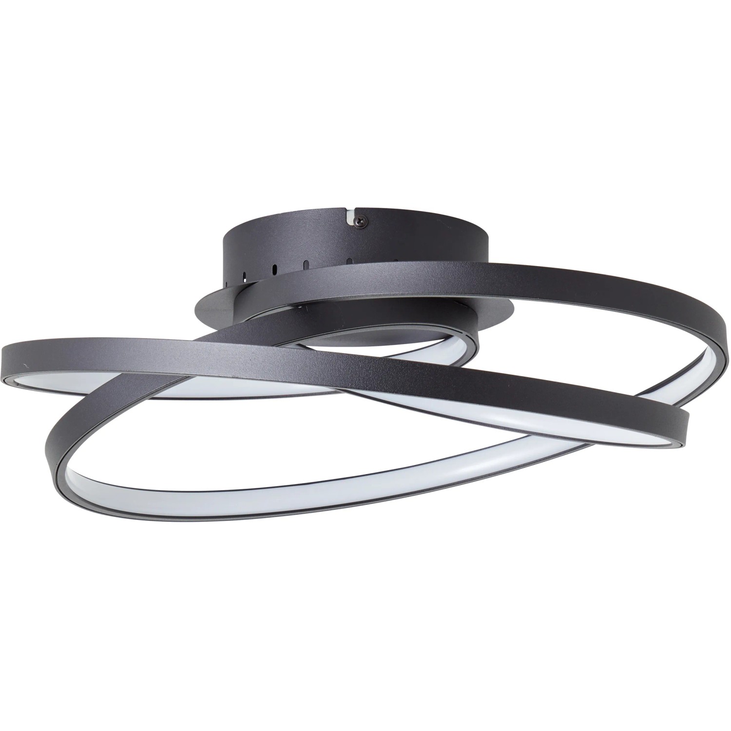 Moderne LED-Deckenleuchte Labyrinth, 40 cm, schwarz, mit verschlungenen Kreisen für Wohnzimmer, Schlafzimmer oder Flur.