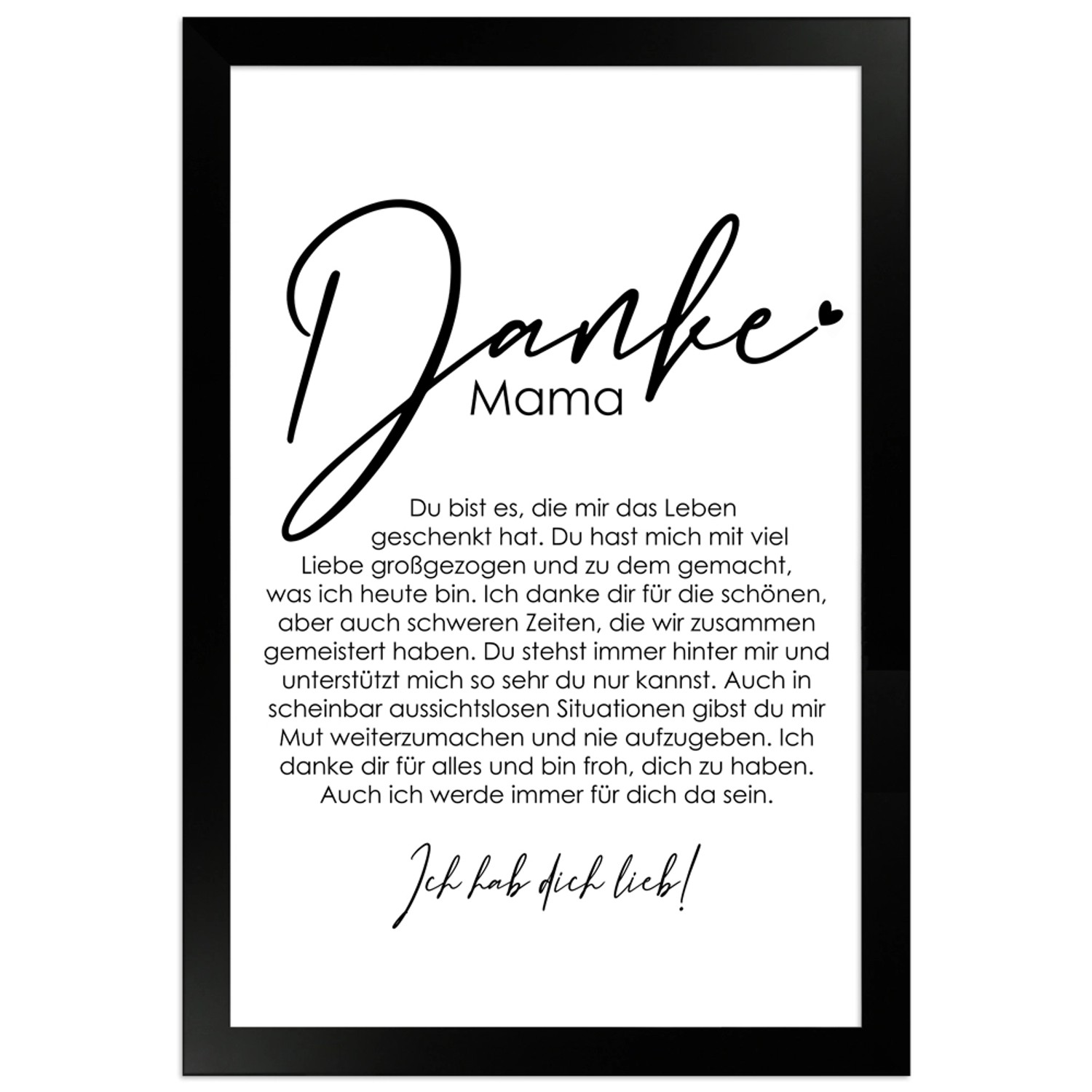 WANDStyle Gerahmtes Poster Danke Mama 20 x 30 cm Geschenkidee für Eine Pers günstig online kaufen