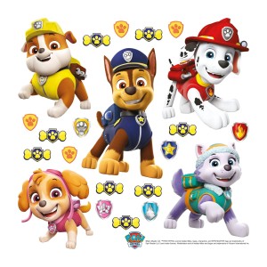 Sanders & Sanders Wandtattoo Paw Patrol mit den Charakteren in Gelb, Blau und Rot.