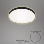 Briloner LED-Deckenleuchte Simpa, schwarz-weiße Lampe mit Backlighteffekt und Maßangaben.