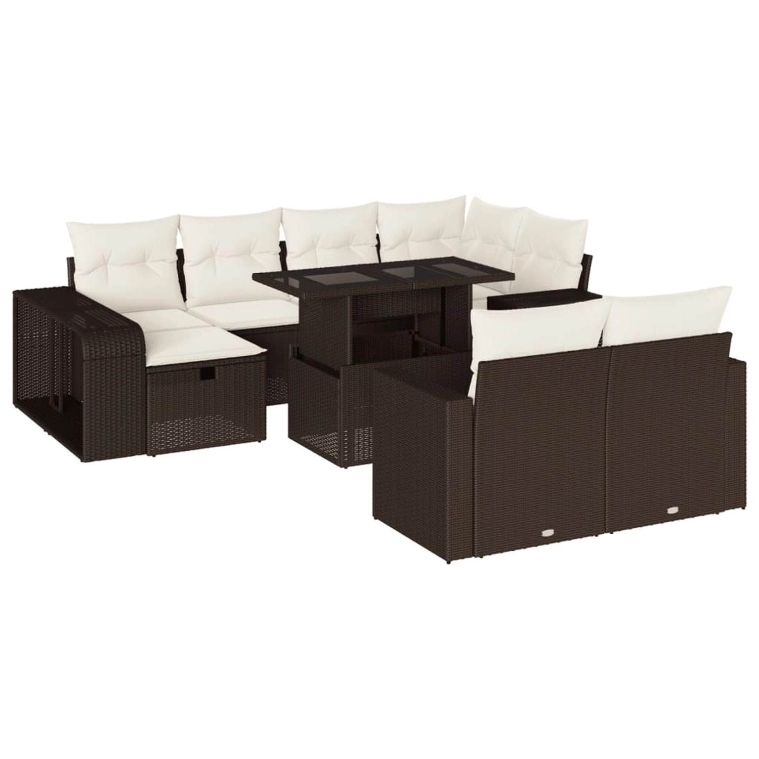 vidaXL 11-Tlg Garten-Sofagarnitur mit Kissen Braun Poly Rattan 3276509 günstig online kaufen
