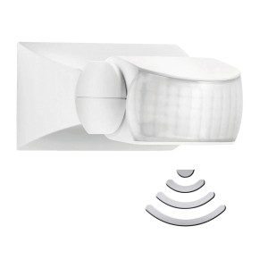 Weißer Steinel Bewegungsmelder IS 1 für Wand- oder Deckenmontage mit 120° Erfassungswinkel.