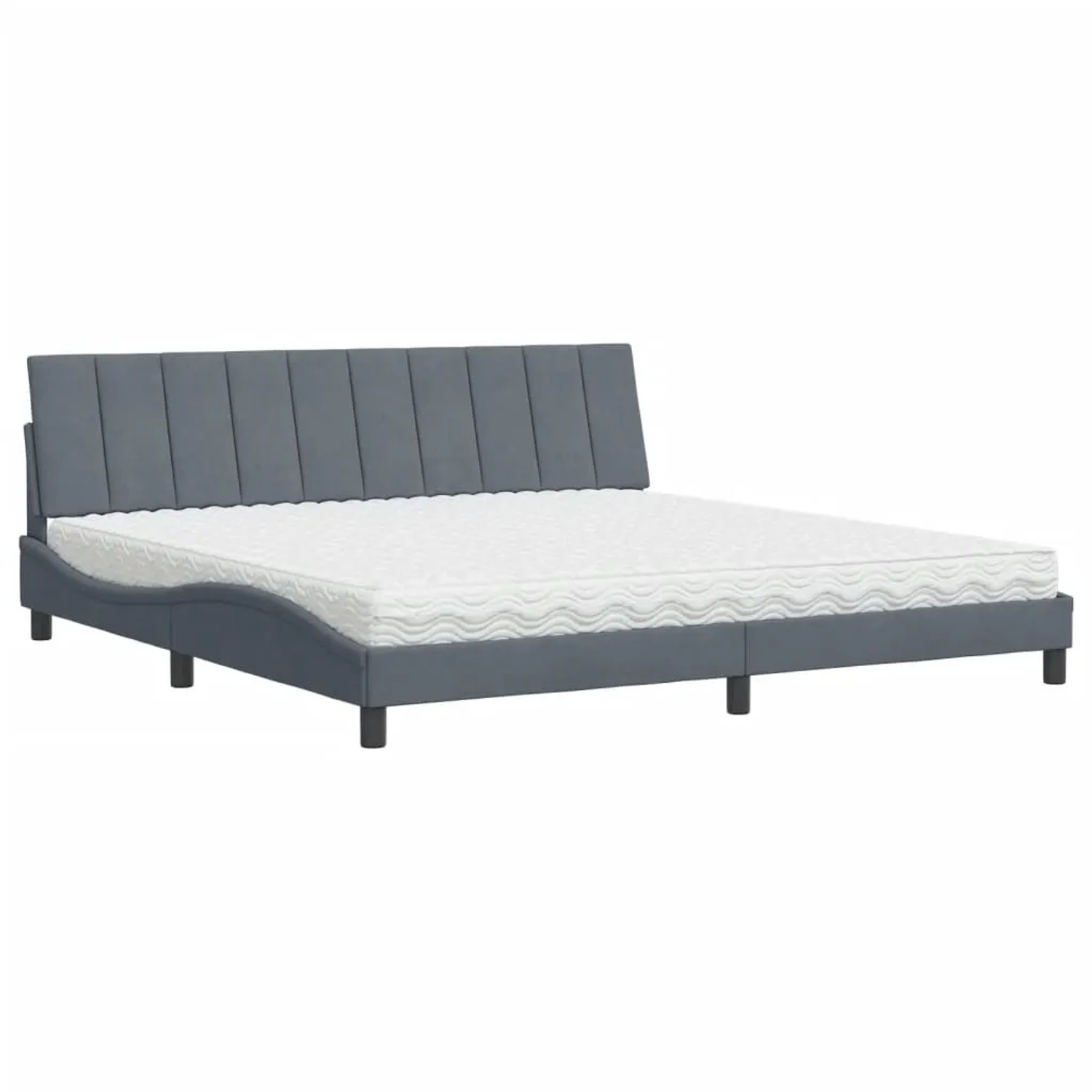 vidaXL Bett mit Matratze Dunkelgrau 200x200 cm Samt Modell 12008869