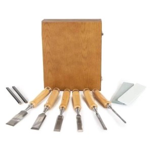 bestTools Stechbeitel Set, 6-teilig mit Holzgriff, Schleifsteinen und Holzkiste.