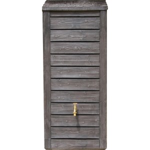 Arves Regentonne Norway, 230 l, dunkelbraun mit Messinghahn. Holzoptik für Garten.