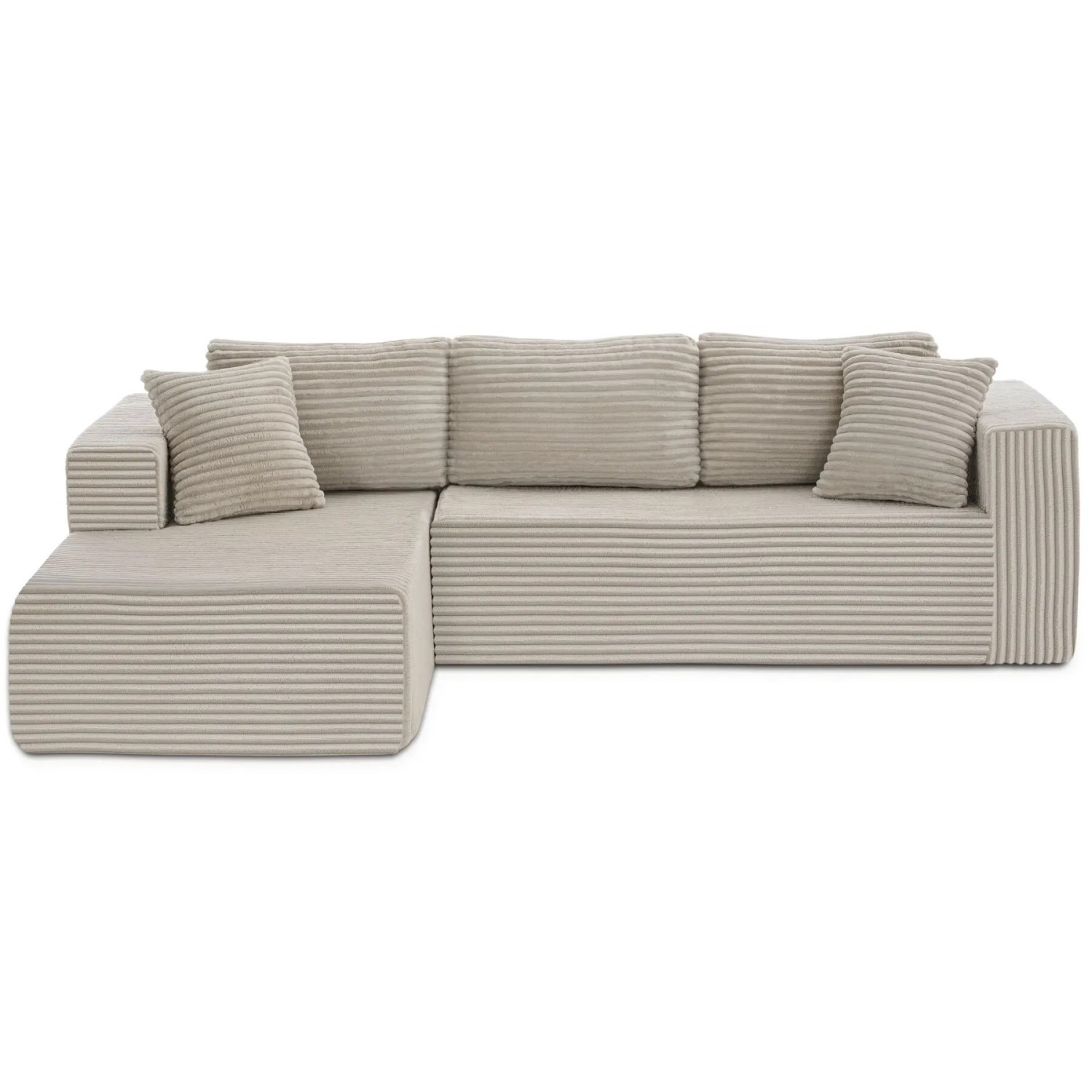 Tectake Sofa Relax L Form  Mit Samtcord Bezug Boneless  Hochdichter Premiumschaumstoff  162 x 250 x 60 cm Samtcord Beige