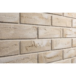 Elabrick Verblender Sydney in Beige: Detailaufnahme der sandfarbenen Steinoptik für Innen & Außen.
