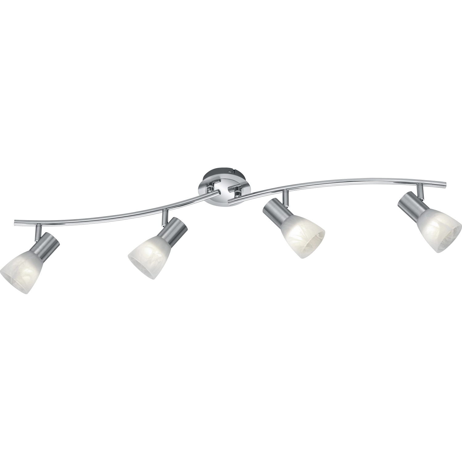 Trio LED-Spot Levisto, 4-flammig, Nickel matt mit alabasterfarbenem Glas.