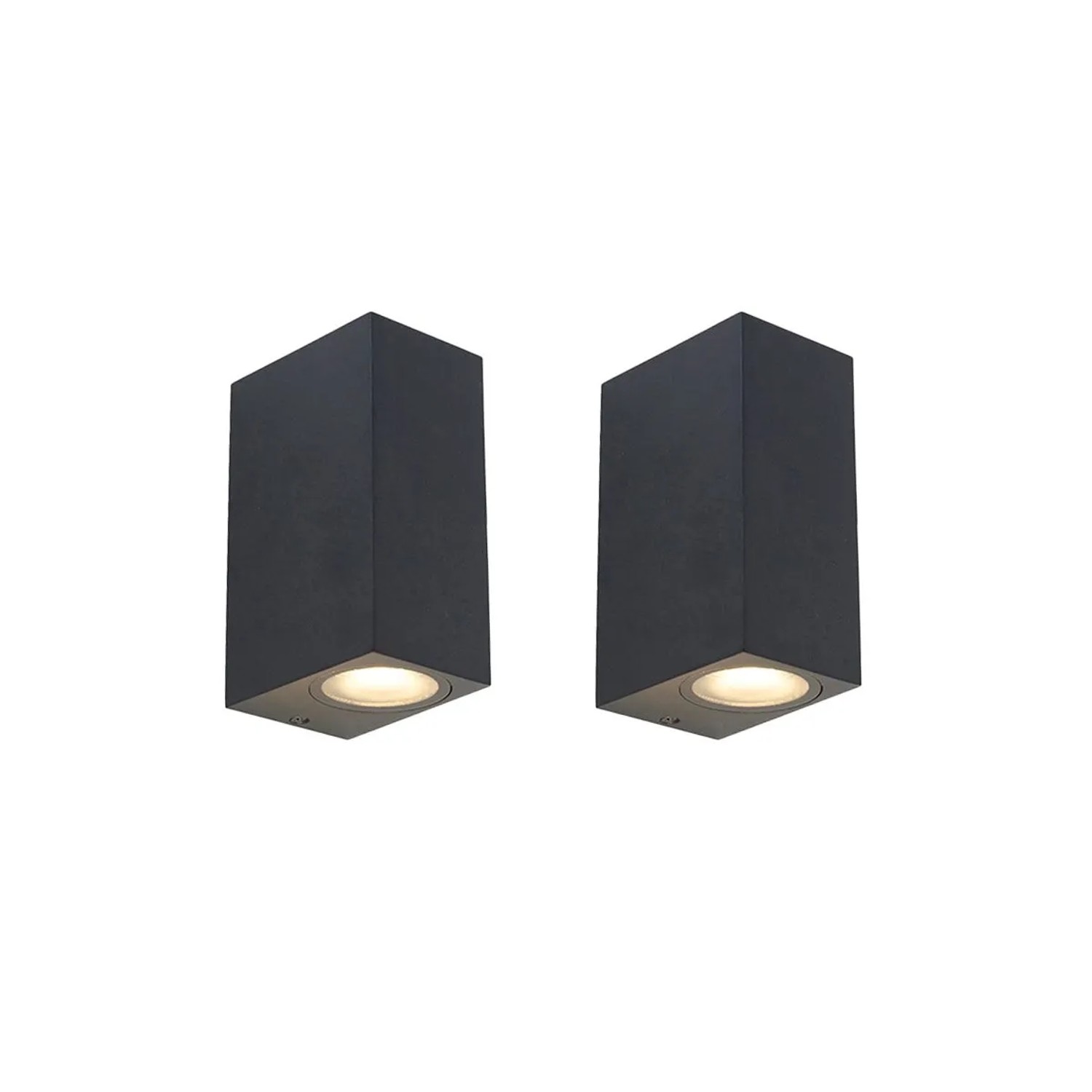 QAZQA Set aus 2 Modernen Wandleuchten Schwarz 2 Flammig IP44 Baleno