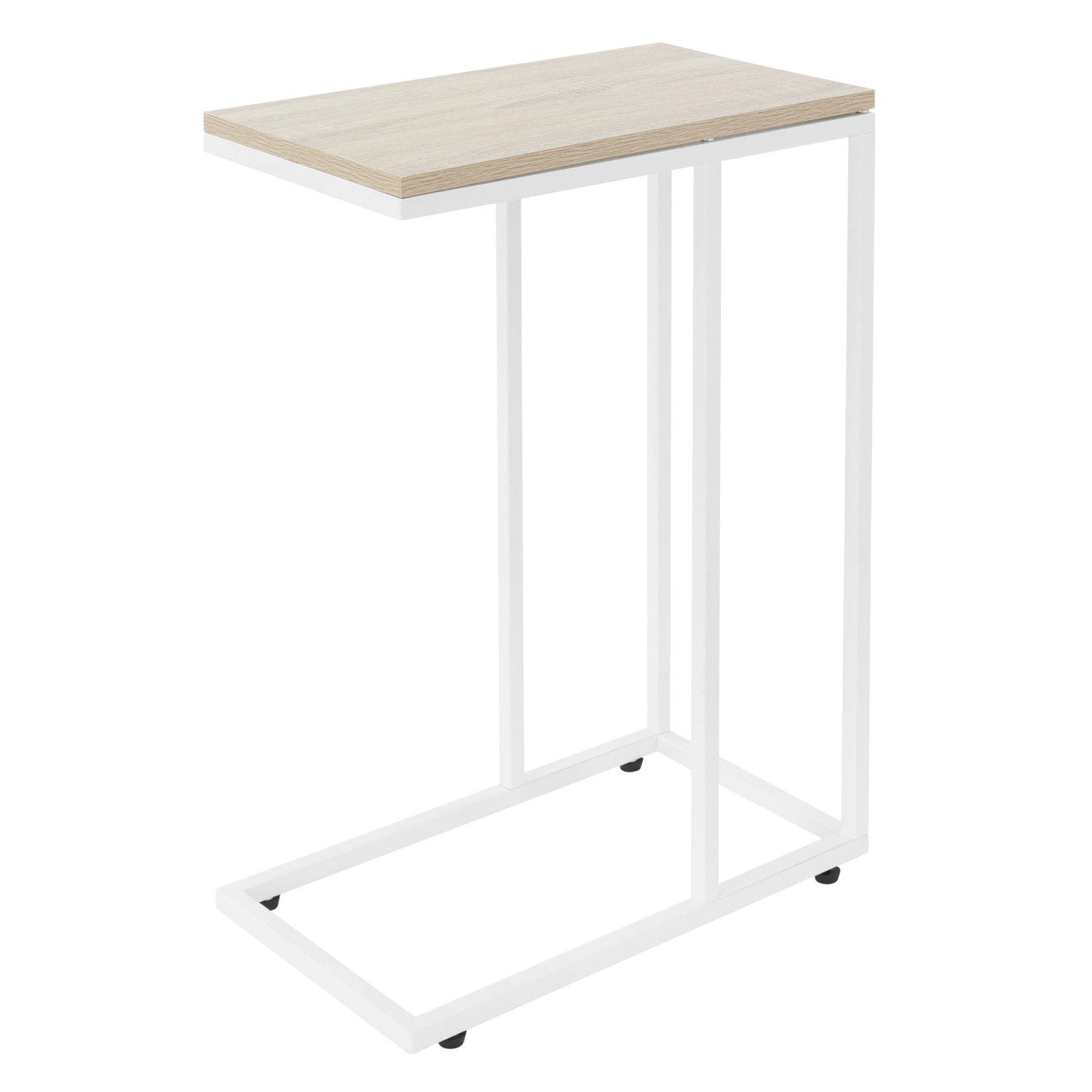 ML-Design Beistelltisch in C-Form Weiß-Eiche 45x25x64 cm Metallgestell und günstig online kaufen