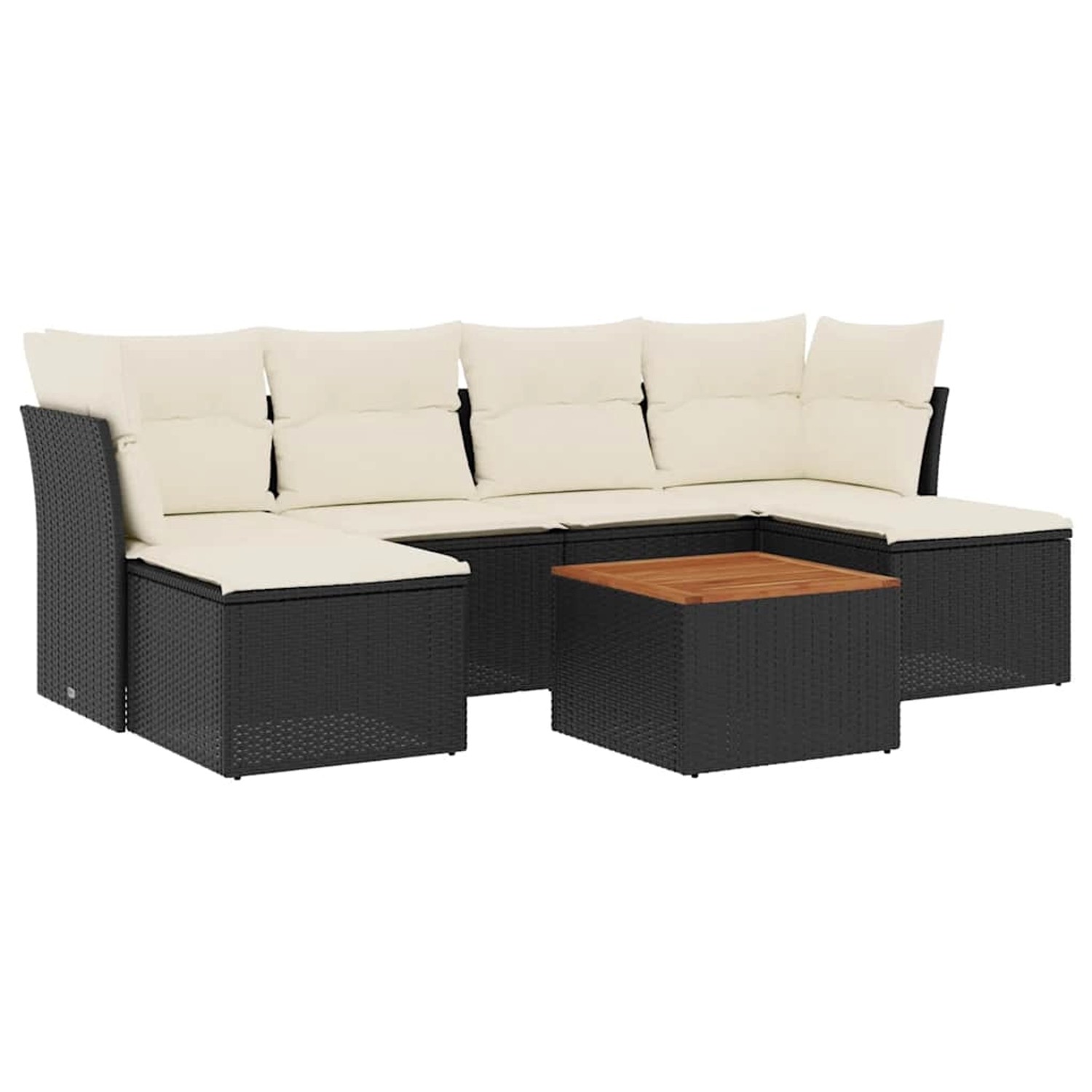 vidaXL 7-Tlg Garten-Sofagarnitur mit Kissen Schwarz Poly Rattan 3256098 günstig online kaufen